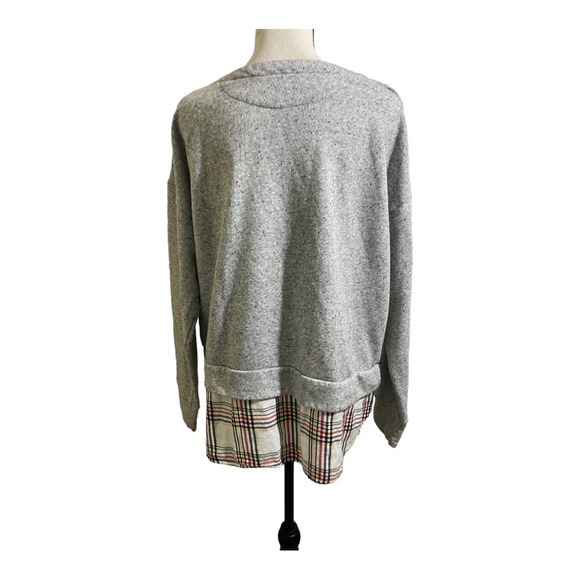 Izod womens tunic sweatshirt with bottom plaid cotton blend grey. Size.X-Large - Picture 3 of 7